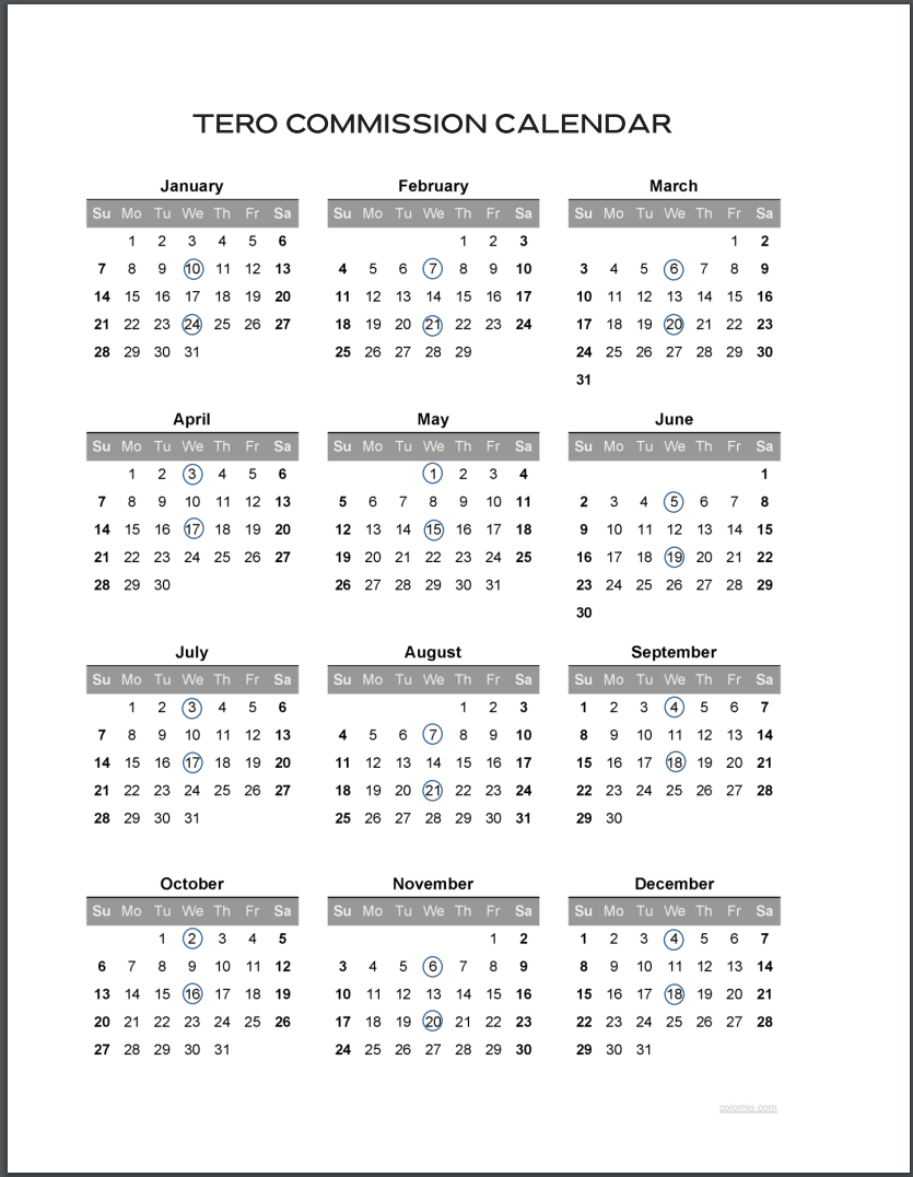 TERO Commission Calendar 2024